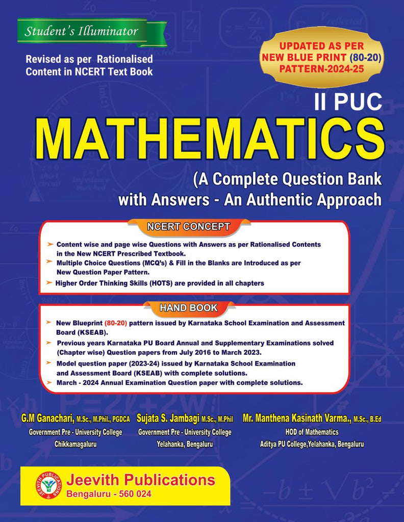 Mathematics 2 Puc Student Illuminator : A Complete Question Bank With Answer Authentic Approach ( As Per New Blue Print 2024-25 )