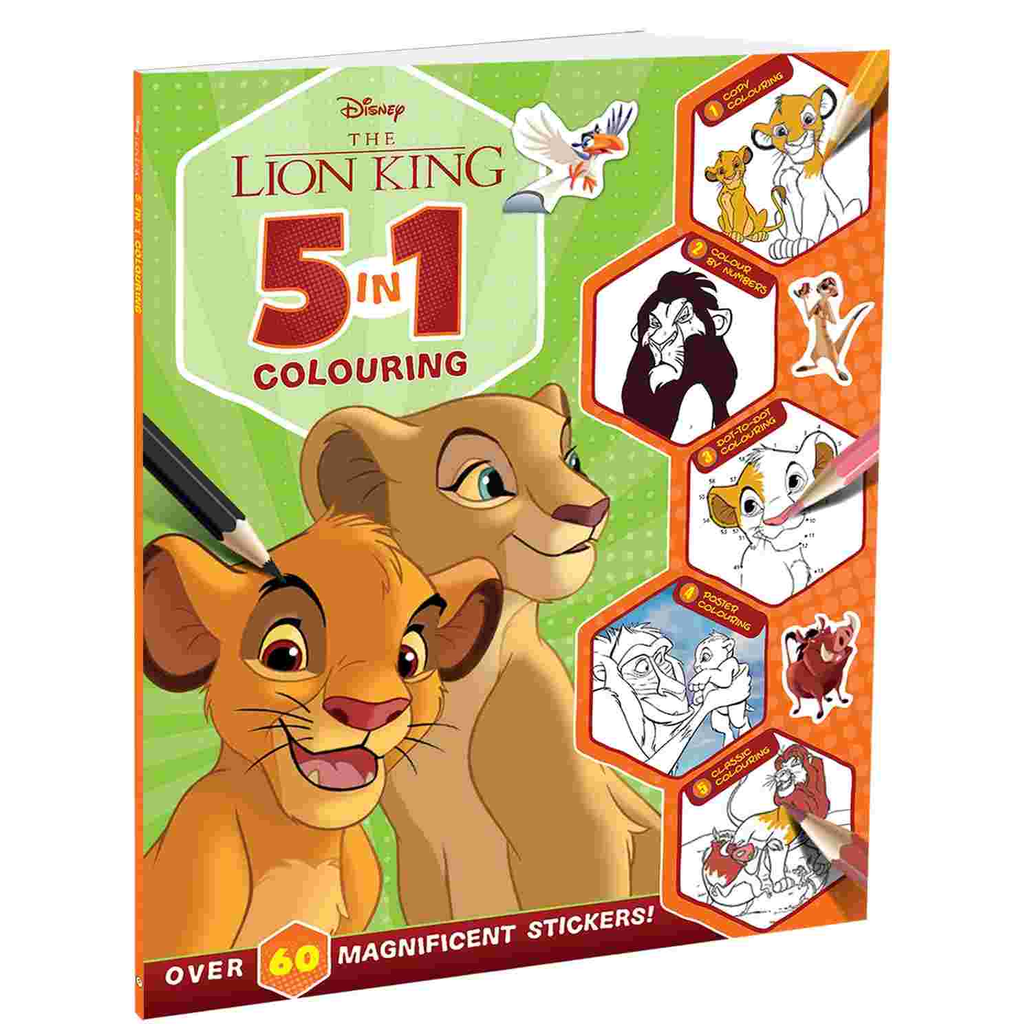 Disney The Lion King: 5-In-1 Colouring Book - Stickers, Activities & Creative Fun - Parragon