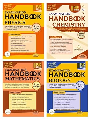 SPR 2nd PUC Handbooks -PHYSICS. CHEMISTRY. MATHEMATICS. BIOLOGY -Set Of 4 Books -Chapterwise MQPS With Answers-15 MCQ + 5 Fill In The Blanks -12 Solved Papers|For 2025 - 26 ( Strictly Prepared For The Examination ) Paperback