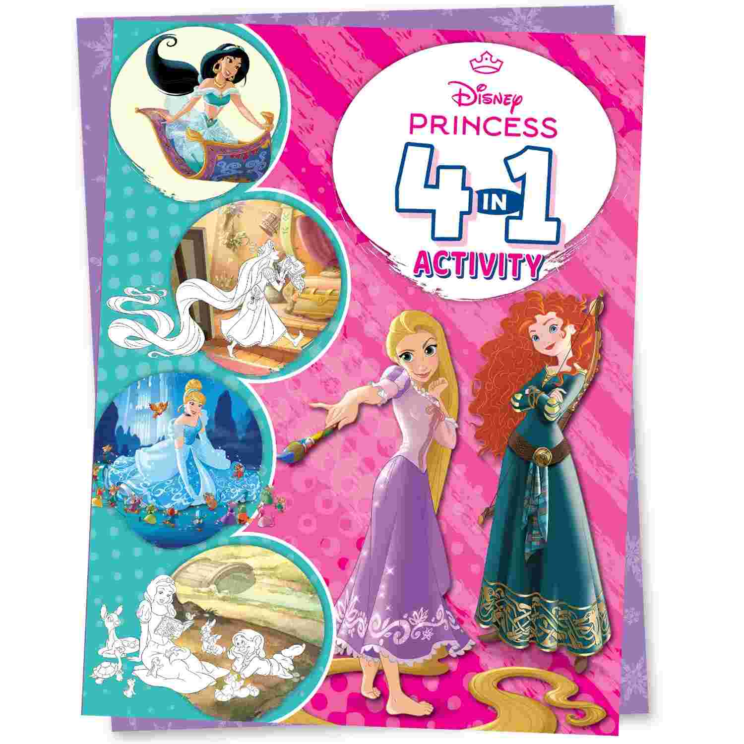 Disney Princess: 4-in-1 Activity Book – Puzzles, Coloring, Games, and More by Parragon