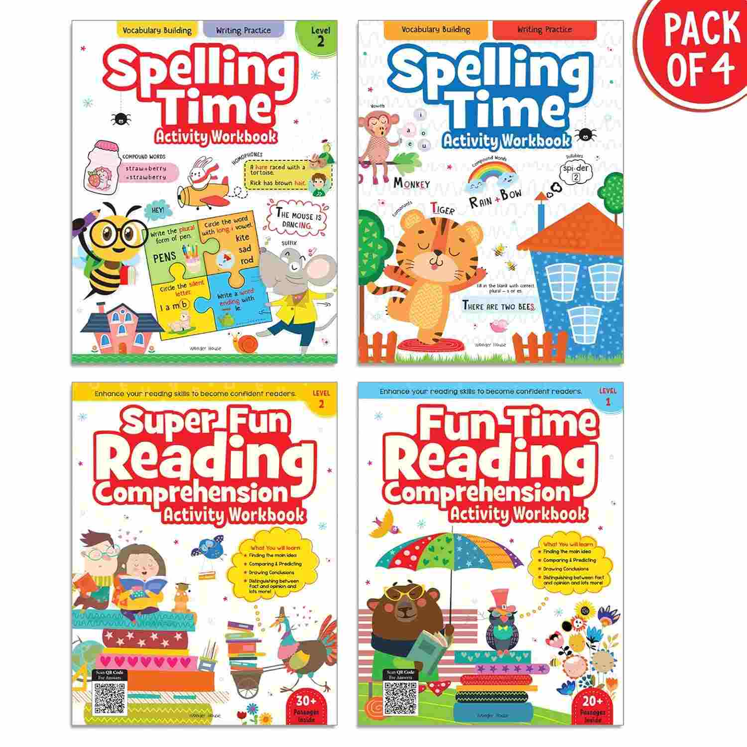 Reading Comprehension and Spelling Book Pack (Pack of 4 Books)