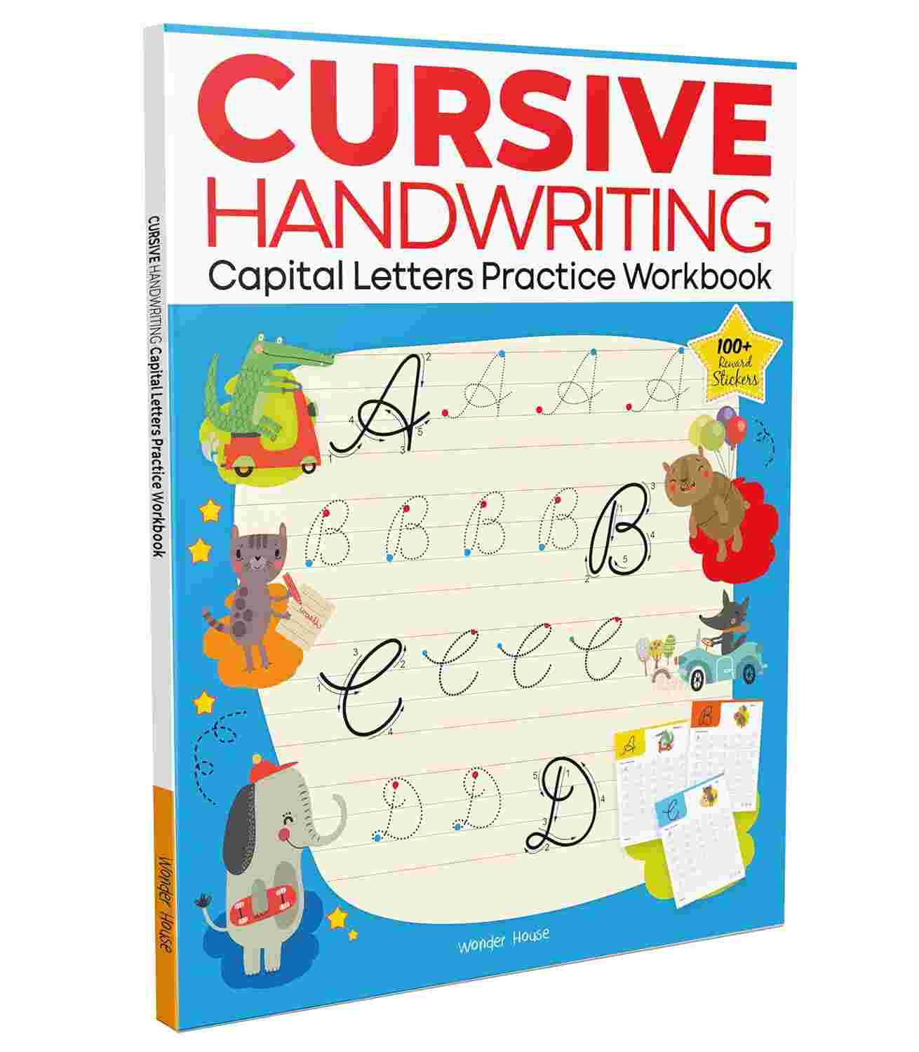 Cursive Handwriting Practice Workbook: Capital Letters (Level 1) By Wonder House Books