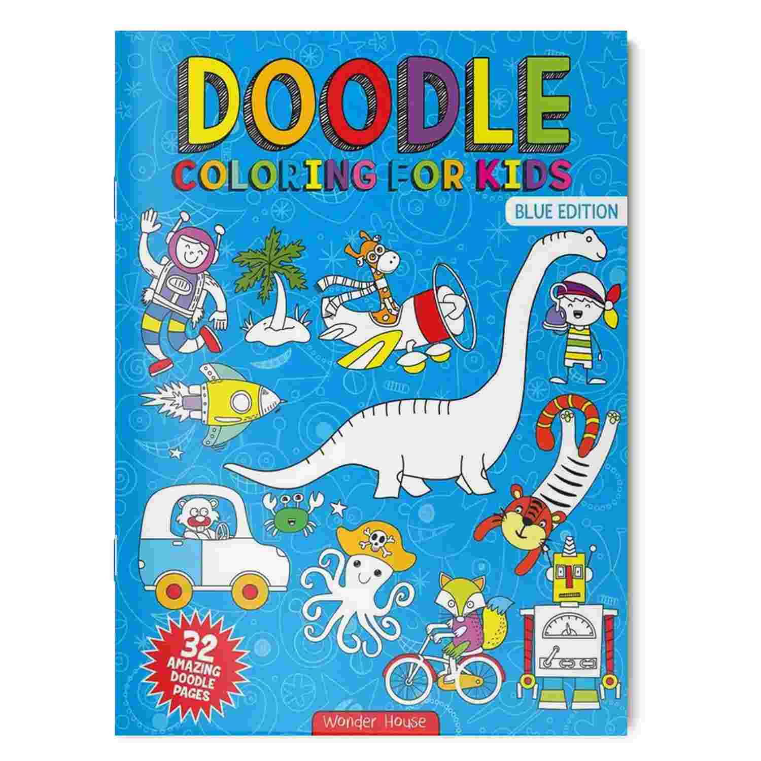 Doodle Coloring For Kids - Blue Edition By Wonder House Books