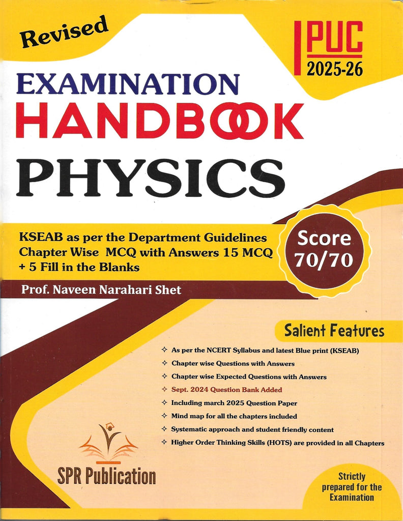 SPR 1st PUC Handbook - Physics| Chapter Wise MCQ With Answers -For 2025-26