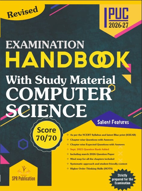 SPR 1st PUC Computer Science Examination Handbook With Study Material ( 2026-27 )
