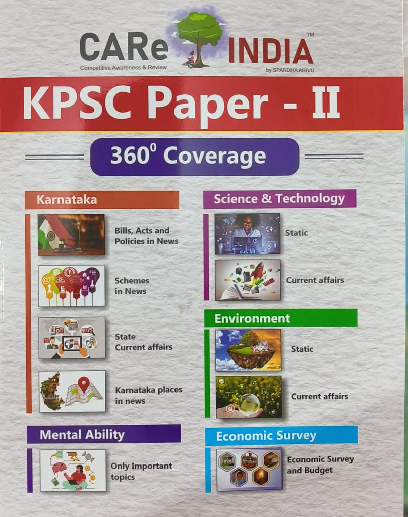 KPSC Paper -2 | 360 Degree Coverage | Care India 2024 Latest | English