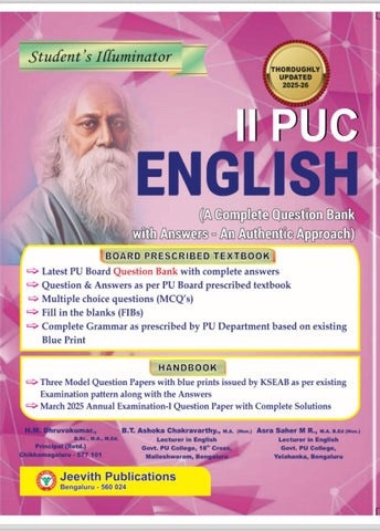 Jeevith 2nd PUC -English - A Complete Question Bank With Answers An Authentic Approach ( As Per New Blue Print 2025-26 )