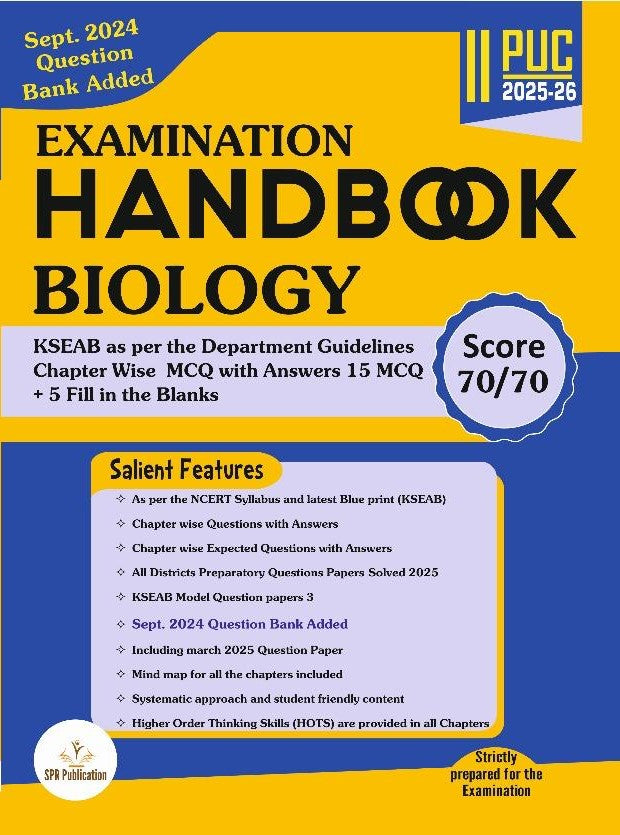 Spr 2nd PUC Examination HANDBOOK Biology -2025/26 Paperback