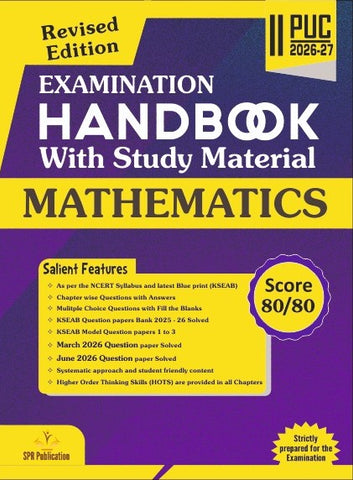 2nd PUC Mathematics Examination Handbook Revised Edition (2026-27) - SPR Publication