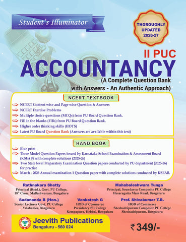2nd PUC Accountancy Complete Question Bank with Answers (2026-27) - Jeevith Publications