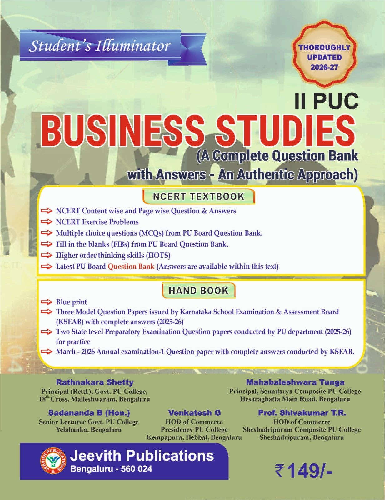 2nd PUC Business Studies Exam Guide 2026-27 | Jeevith Publications