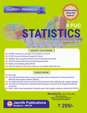 2nd PUC Statistics Question Bank 2026-27 | Jeevith Publications