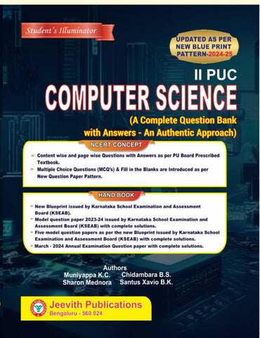 Computer Science 2 Puc A Complete Question Bank With Answers An Authentic Approach ( As Per New Blue Print 2024-25 )