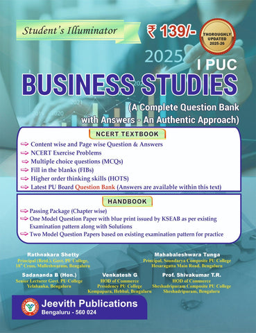 Jeevith 1st PUC-Business Studies - Student's Illuminator |A Complete Question Bank With Answers 2025 - 26| -Beetle Book Shop