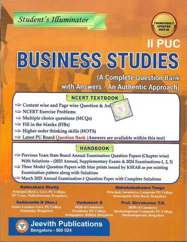 Jeevith 2nd PUC - Business Studies - Students Illuminator A Complete Question Bank With Answers An Authentic 2025 - 26 - Beetle Book Shop