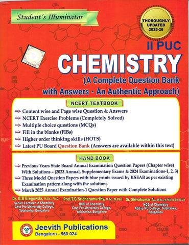 Jeevith 2nd PUC Chemistry - Students Illuminator Complete Question Bank With Answers An Authentic Approach ( As Per New Blue Print 2025 - 26) - Beetle Book Shop