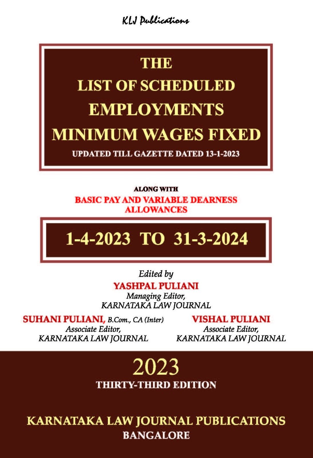 List of Scheduled Employment Minimum Wages Fixed: 2023 - 2024 - Beetle Book Shop