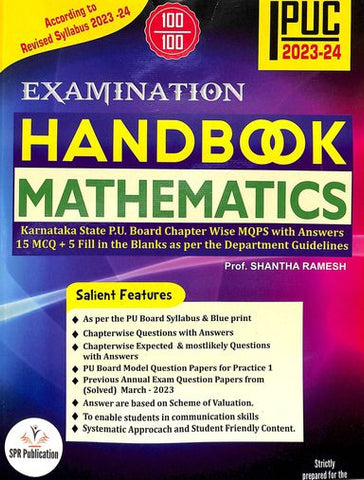 Spr 5 Star Series Mathematics 1 Puc For 2024-25 Examination Handbook