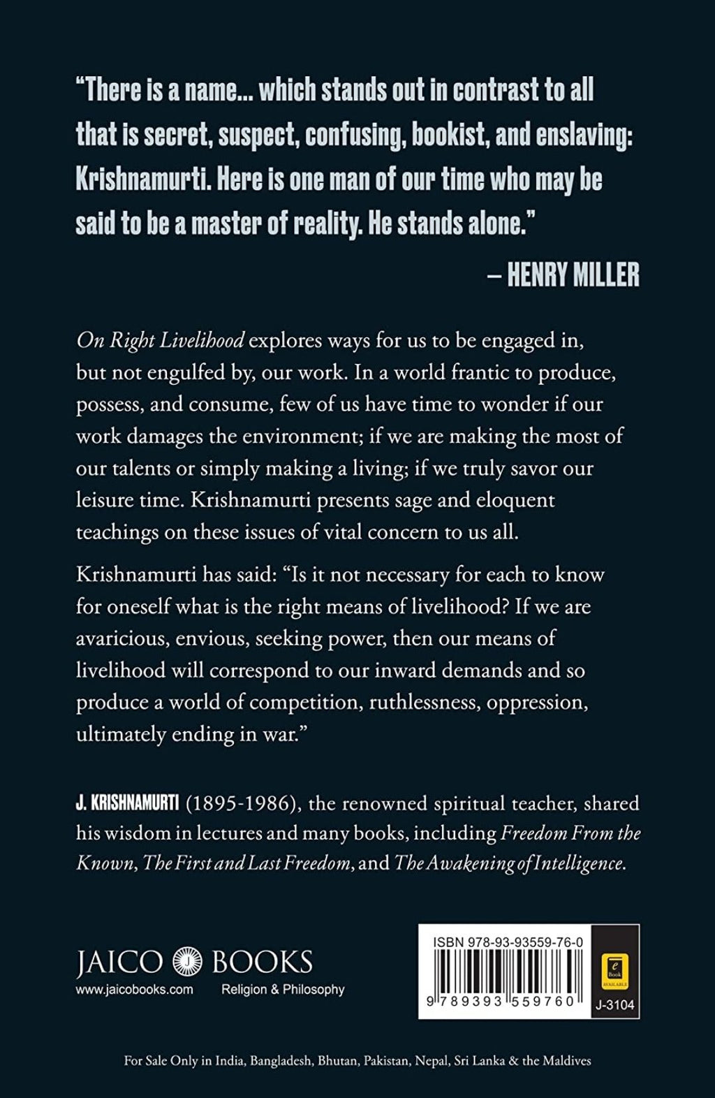 On Right Livelihood: Freedom from distractions, addictions and possessiveness - Beetle Book Shop