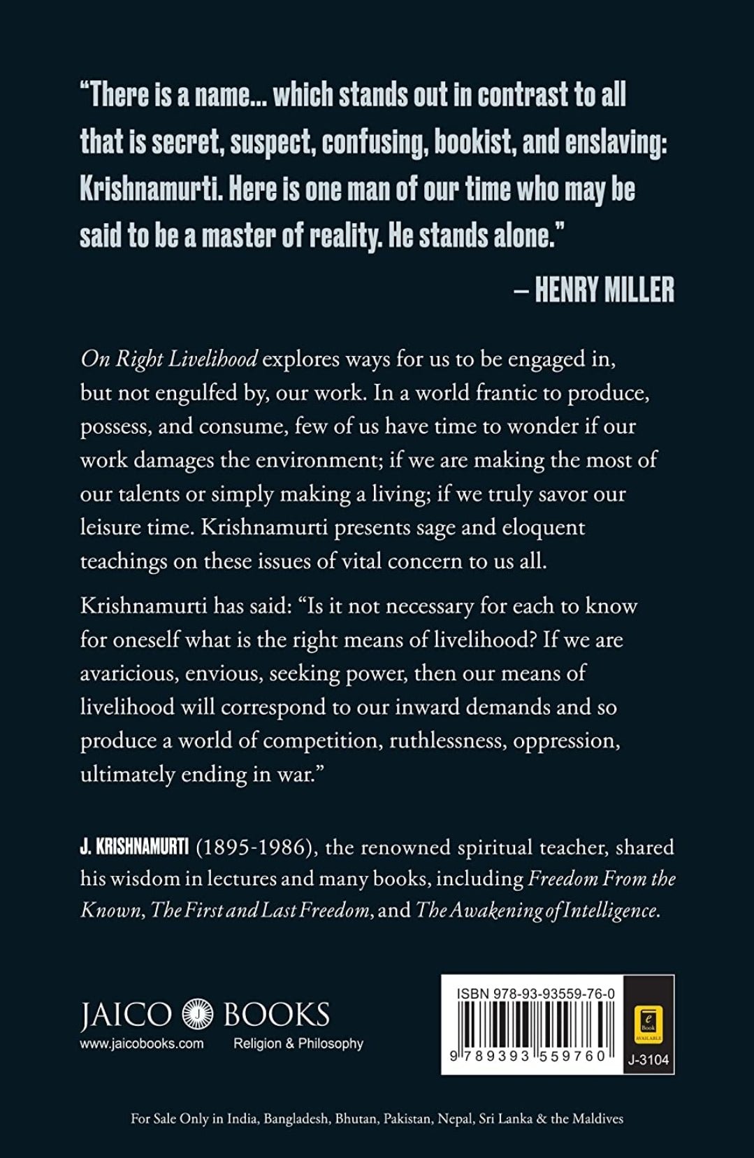 On Right Livelihood: Freedom from distractions, addictions and possessiveness - Beetle Book Shop