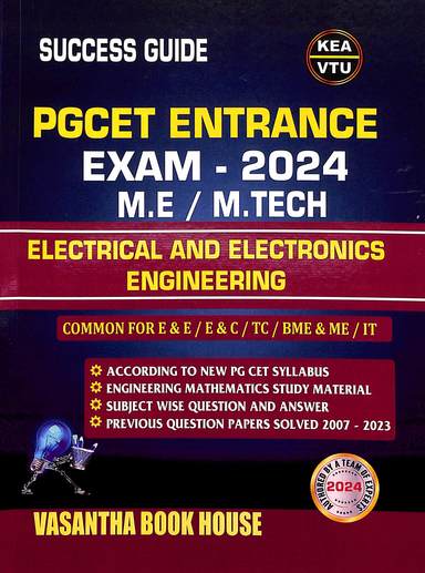 Pgcet Entrance Exam 2024 Me M Tech Electrical &; Electrical &; Electronics Engineering Common For E& E /E&C /TC/ BME & ME/ IT - Beetle Book Shop