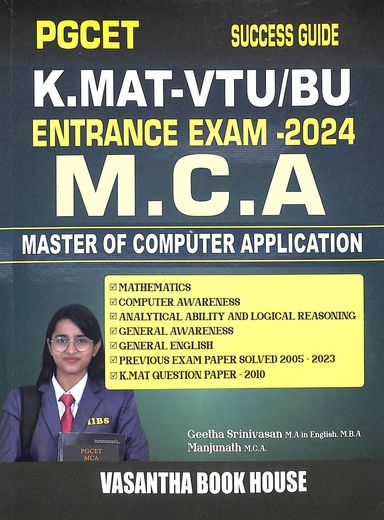 Pgcet Success Guide Kmat - Vtu - Bu Mca Entrance Exam 2024 Mca - Beetle Book Shop