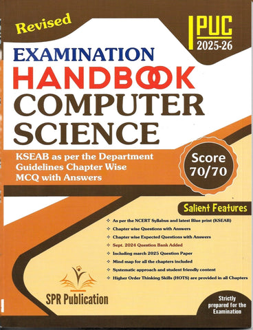 SPR 1st PUC Handbook - Computer Science | KSEAB As Per The Department Guidellines Chapter Wise MCQ With Answers | For 2025 - 26 - Beetle Book Shop