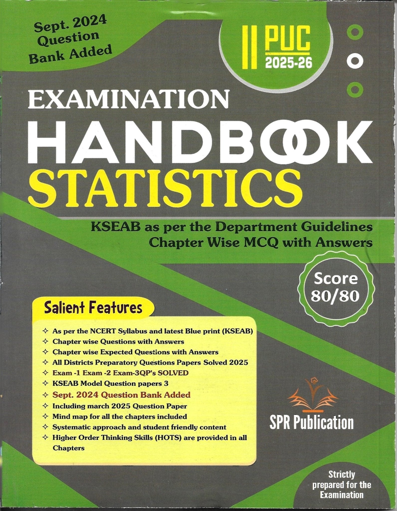 SPR 1st PUC Handbook - Statistics | Chapter Wise MCQ With Answers - For 2025 - 26 | Score 70/70 - Beetle Book Shop