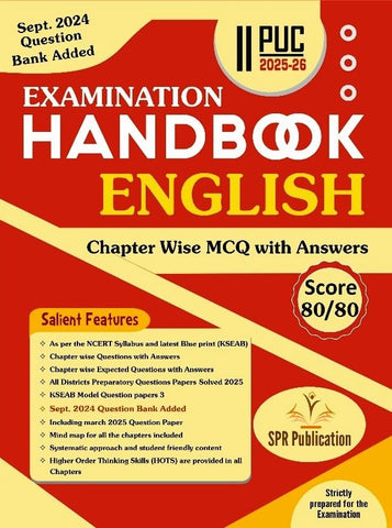 SPR 2nd PUC Handbook - English | KSEAB As Per The Department Guidellines Chapter Wise MCQ With Answers | For 2025 - 26 - Beetle Book Shop