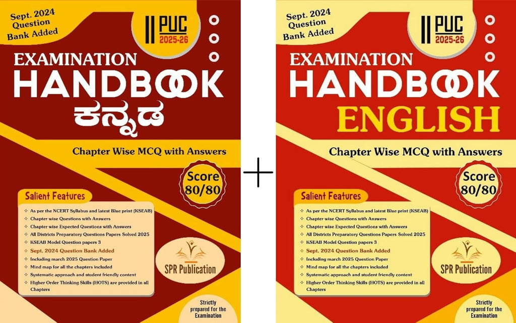 SPR 2nd PUC Handbook - KANNADA + ENGLISH | Set Of 2 Books | Chapter Wise MCQ With Answers -For 2025-26