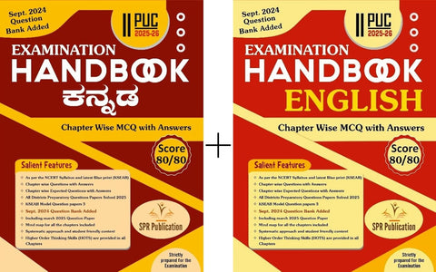 SPR 2nd PUC Handbook - KANNADA + ENGLISH | Set Of 2 Books | Chapter Wise MCQ With Answers -For 2025-26