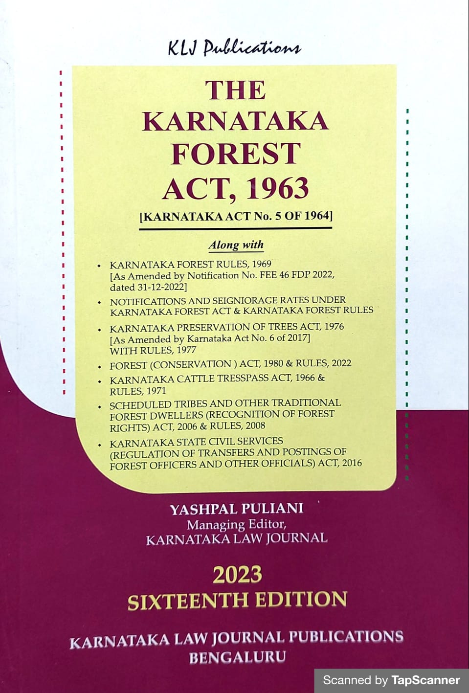 THE KARNATAKA FOREST ACT, 1963 [KARNATAKA ACT No. 5 OF 1964] - Beetle Book Shop