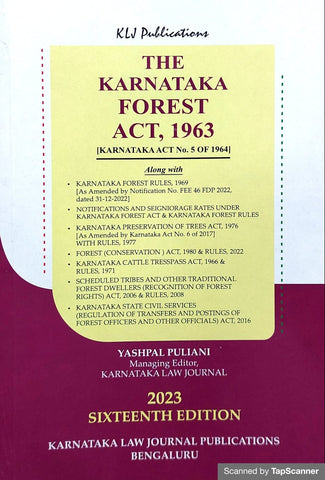 THE KARNATAKA FOREST ACT, 1963 [KARNATAKA ACT No. 5 OF 1964] - Beetle Book Shop